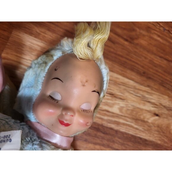 Vtge Blue Blond Dolli Gund Sani Foam Rubber Face Doll - Picture 4 of 6